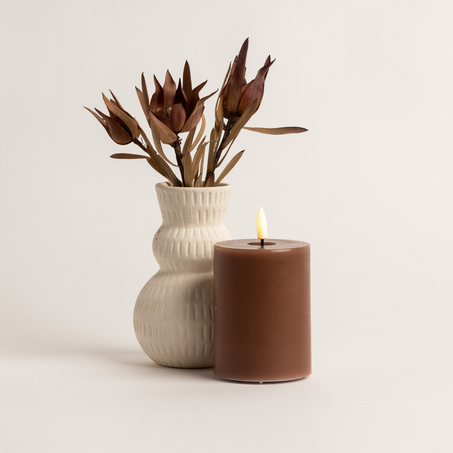 10cm x 7.5cm Pecan Brown LED Candle