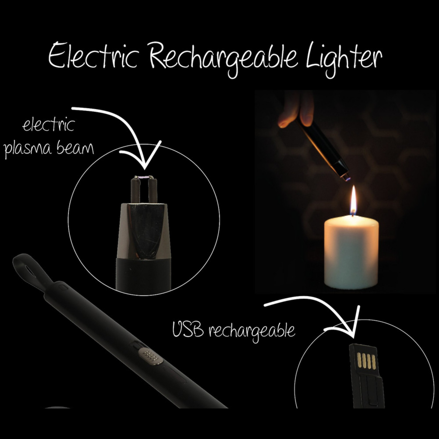 Rechargeable Arc Lighter Black