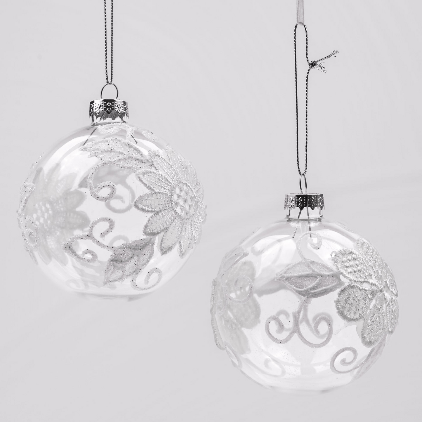 Glass Baubles with Lace Finish