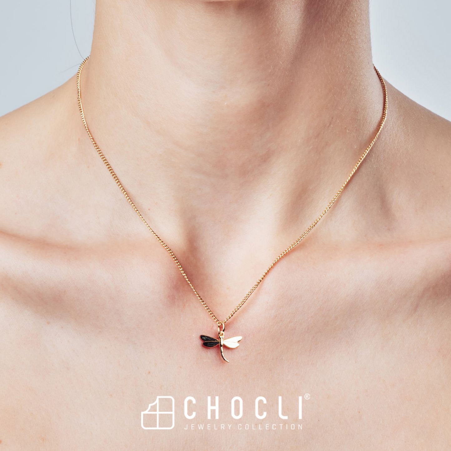 Chocli Dragonfly 18K Gold Plated Necklace