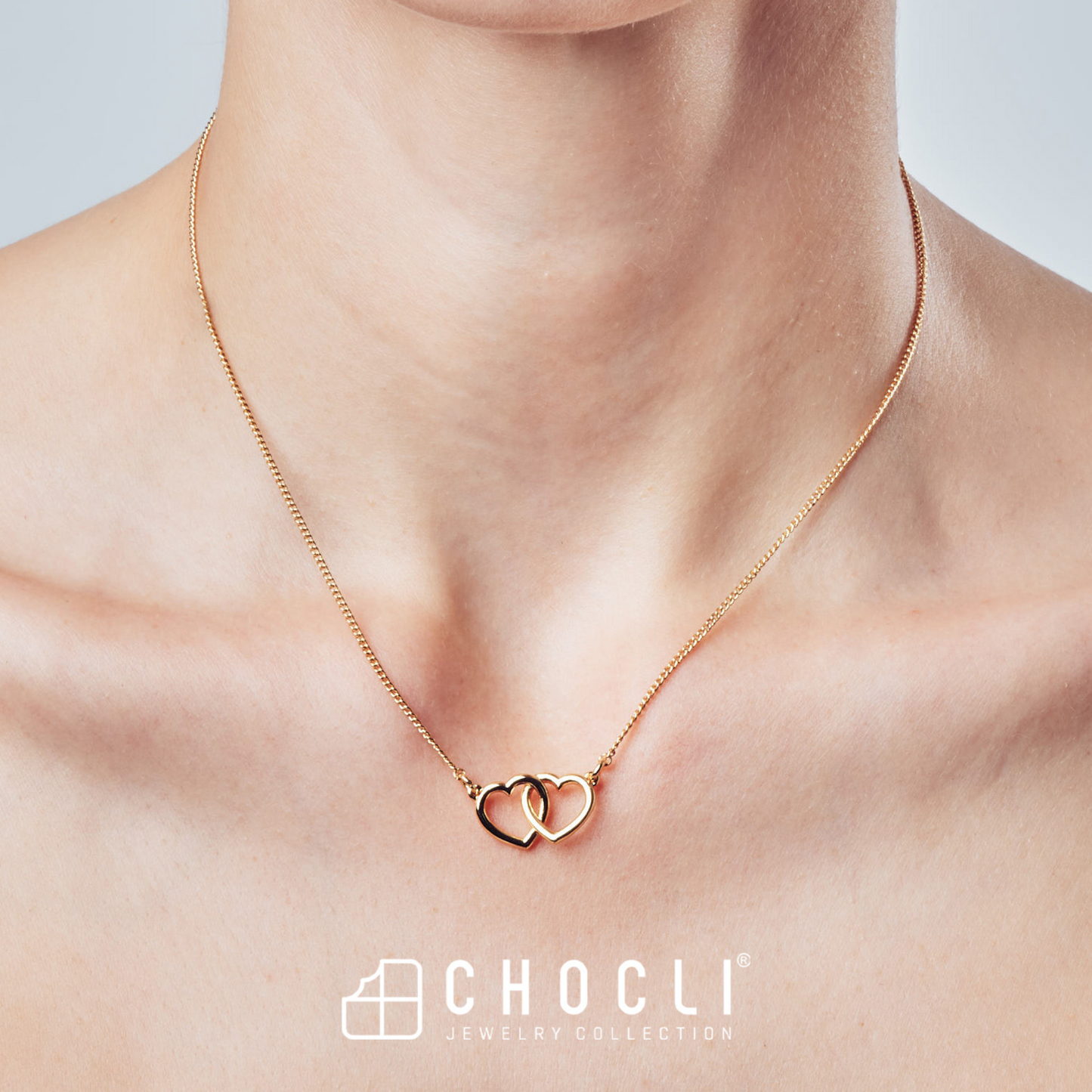 Chocli Connected Hearts 18K Gold Plated Necklace
