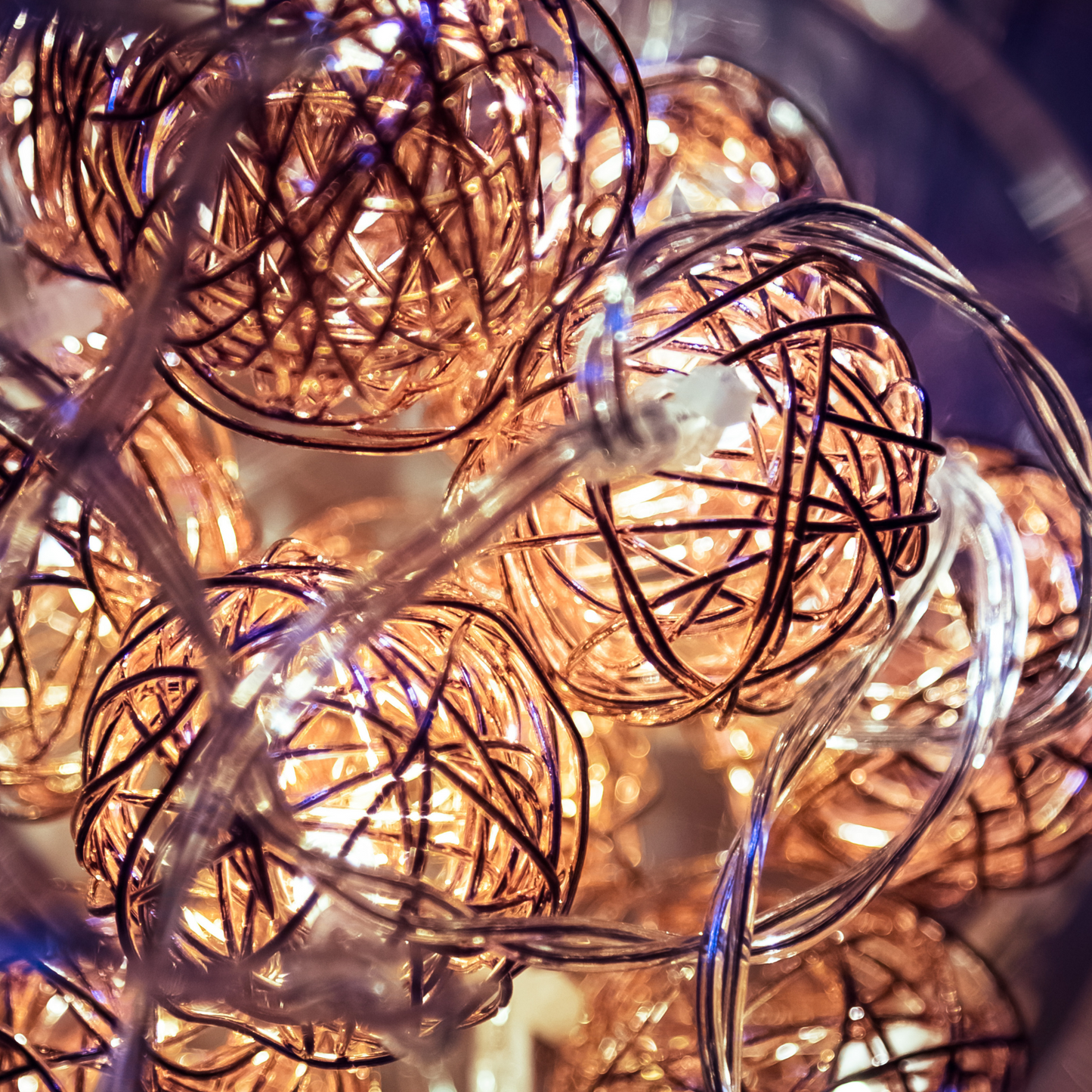 Copper Woven Orbs fairy lights