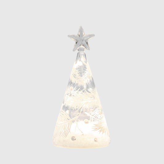 20cm Clear Cone Tree with Feathers