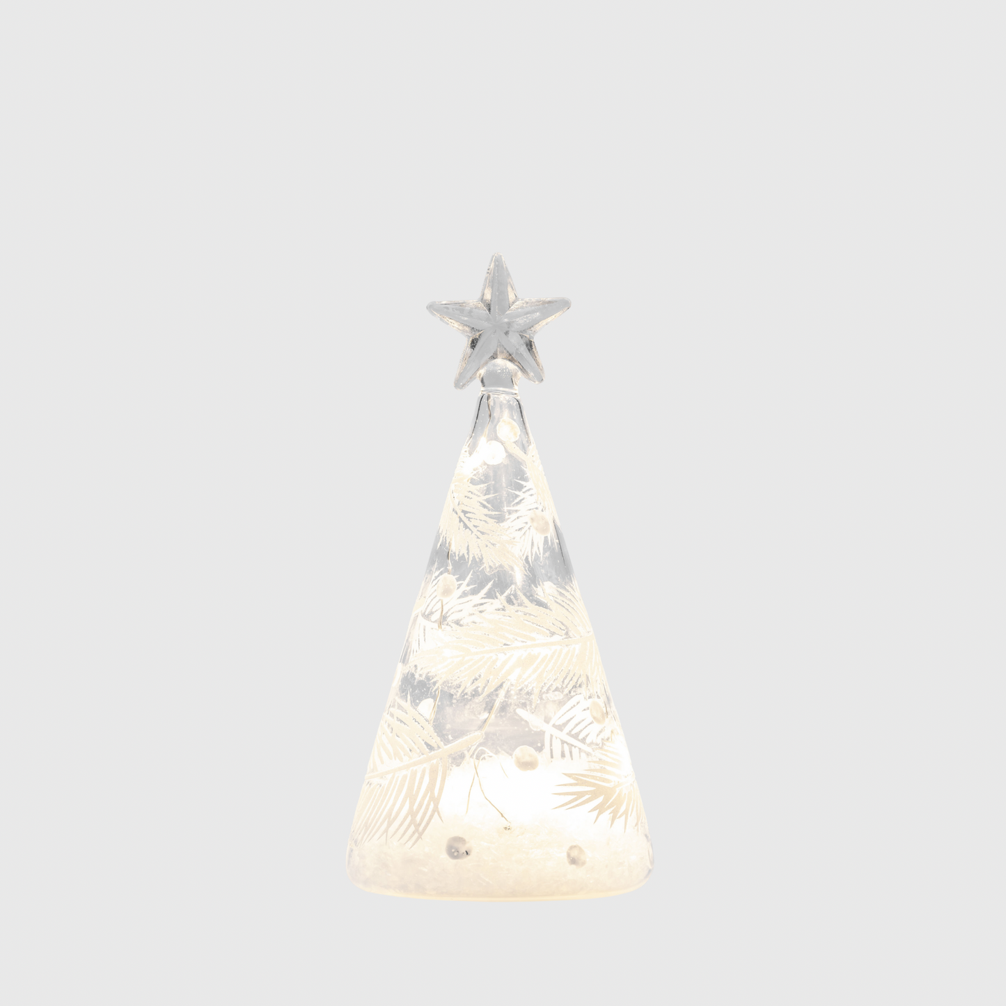 16cm Clear Cone Tree with Feathers