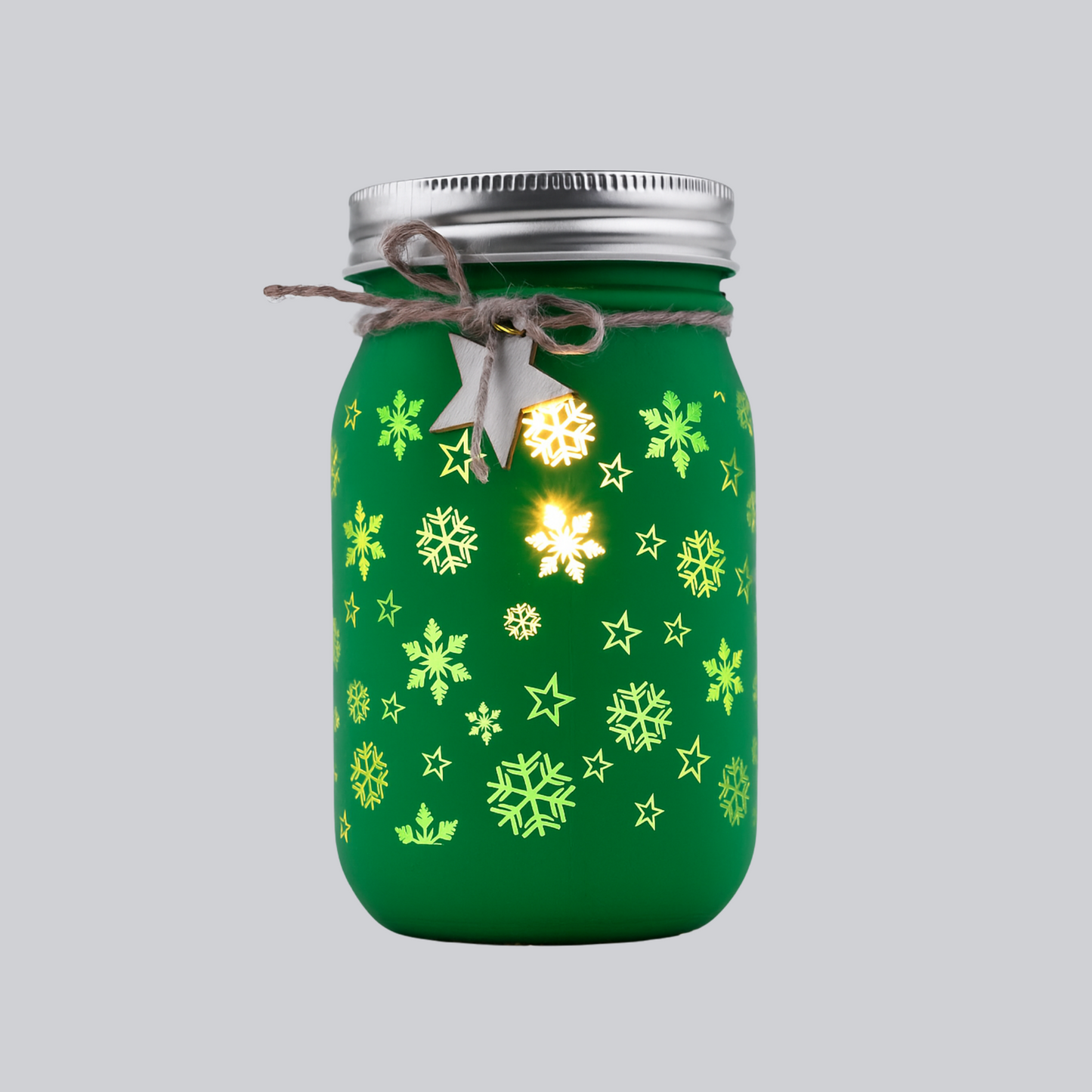 Green 14cm Festive Sparkle Jar