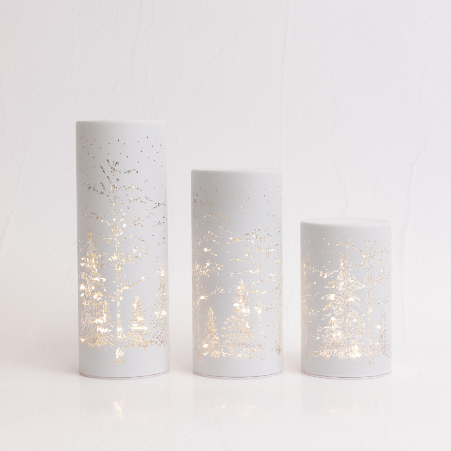 25cm Forestscape Noel Lantern in White