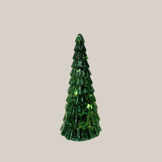 24cm Frost Drop Glass Tree in Dark Green