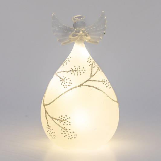 15cm Frosted Round Glass Angel
