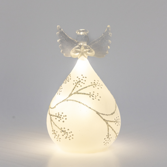 12cm Frosted Round Glass Angel