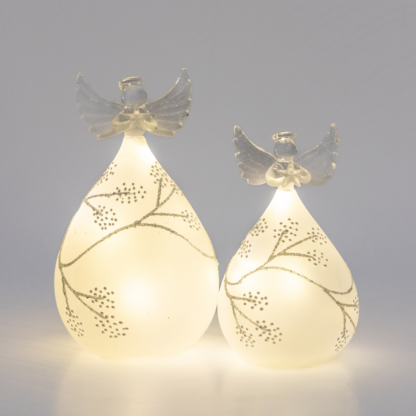 10cm Frosted Round Glass Angel