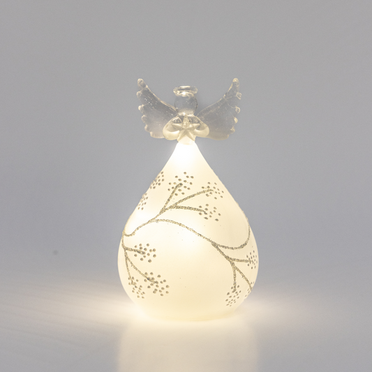 10cm Frosted Round Glass Angel