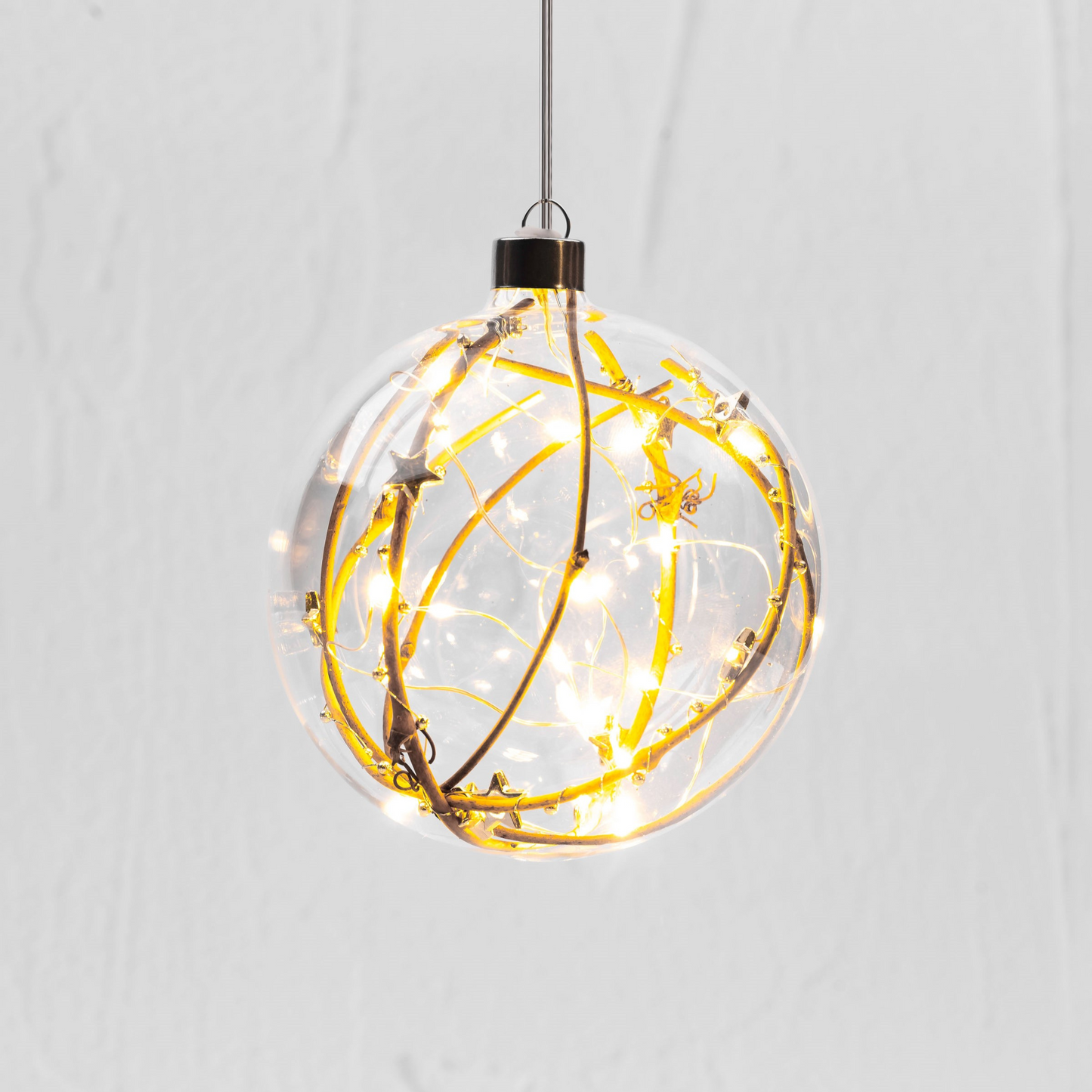 Gold Bead Sphere Hanging Glass Light