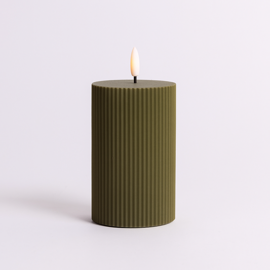 12.5cm x 7.5cm Green Fluted LED Candle
