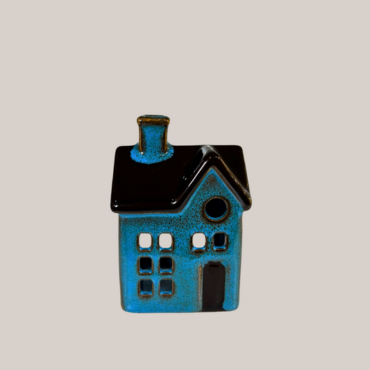 Navy Nook Tealight House - Blue 9.5cm