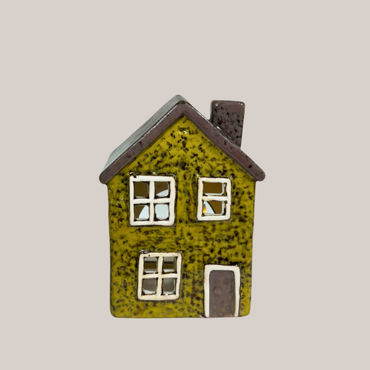 Speckled Nest Cottage Tealight House - Green 11cm