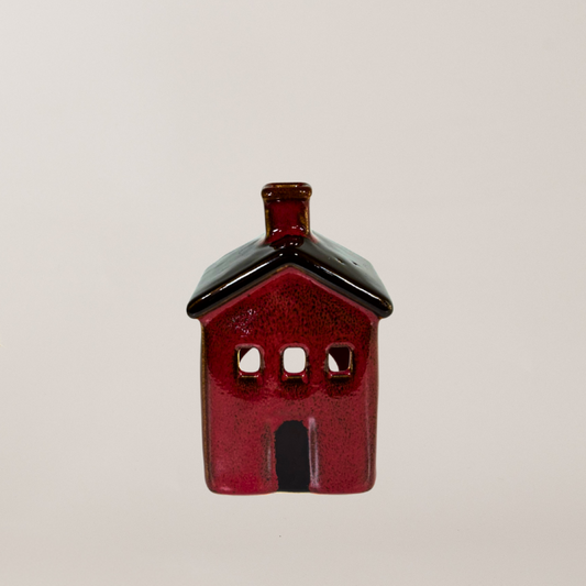 Crimson Crush Cottage Tealight House - Red 10cm