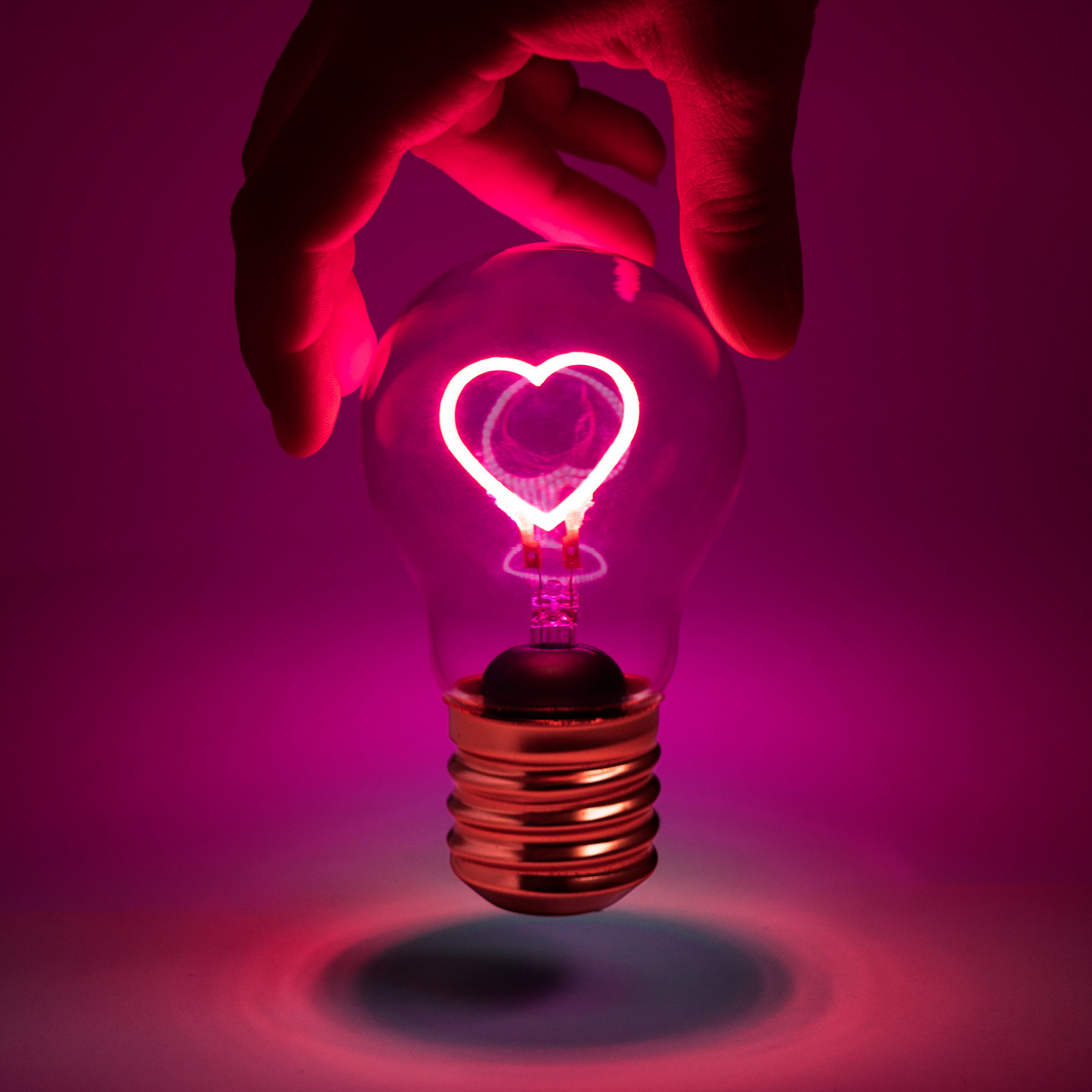 Pink Heart Lightbulb Lamp USB Recharge