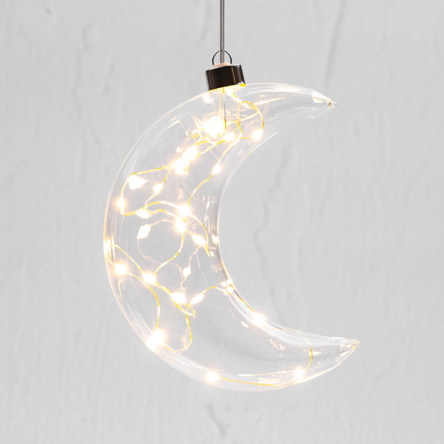 Clear Crescent Moon Hanging Glass Light