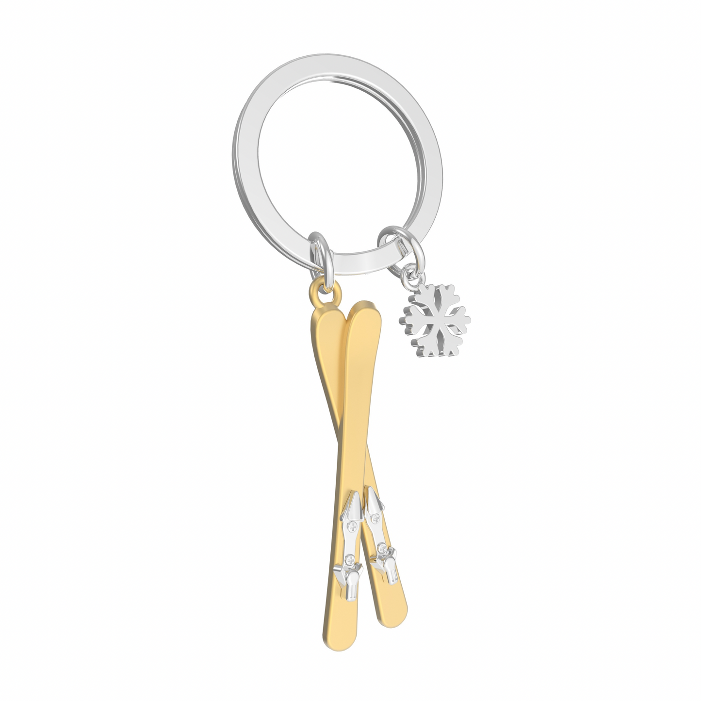 Skis Keychain with Snowflake Charm