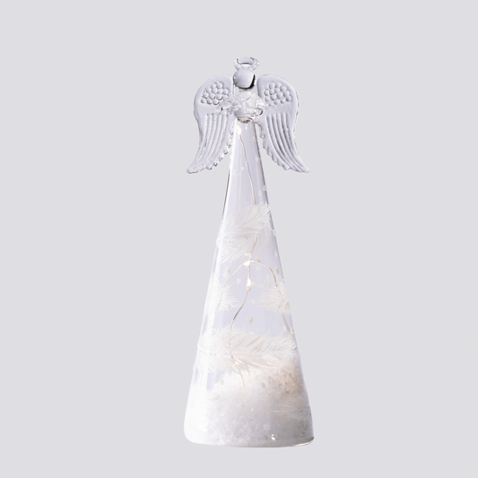 18cm Cone Glass Angel with Feathers