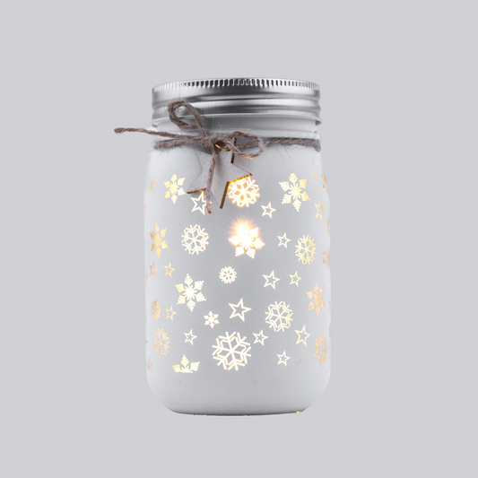 14cm White Festive Sparkle Jar