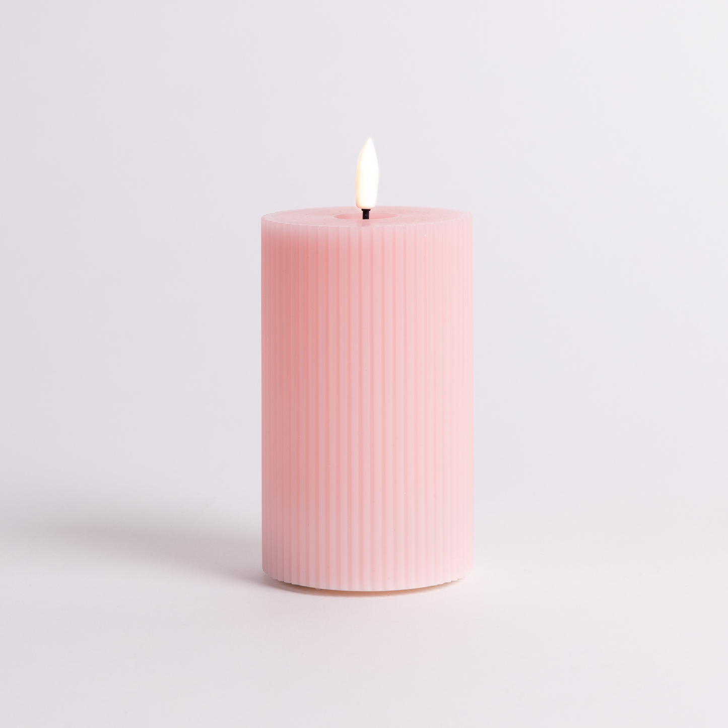12.5cm x 7.5cm Pink Fluted LED Candle
