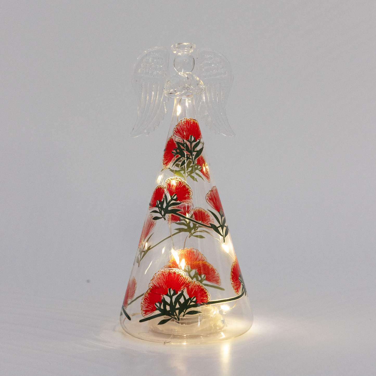 17cm Pōhutukawa Cone Glass Angel