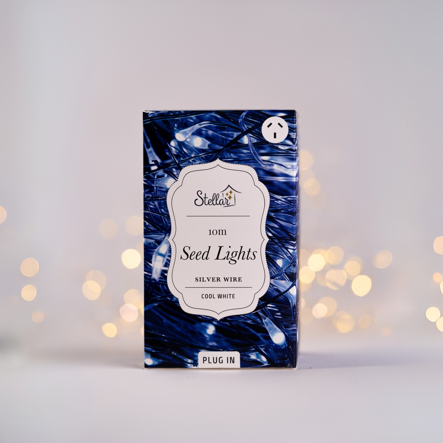 10m Plug In Silver CW 100 LED Seed Light String