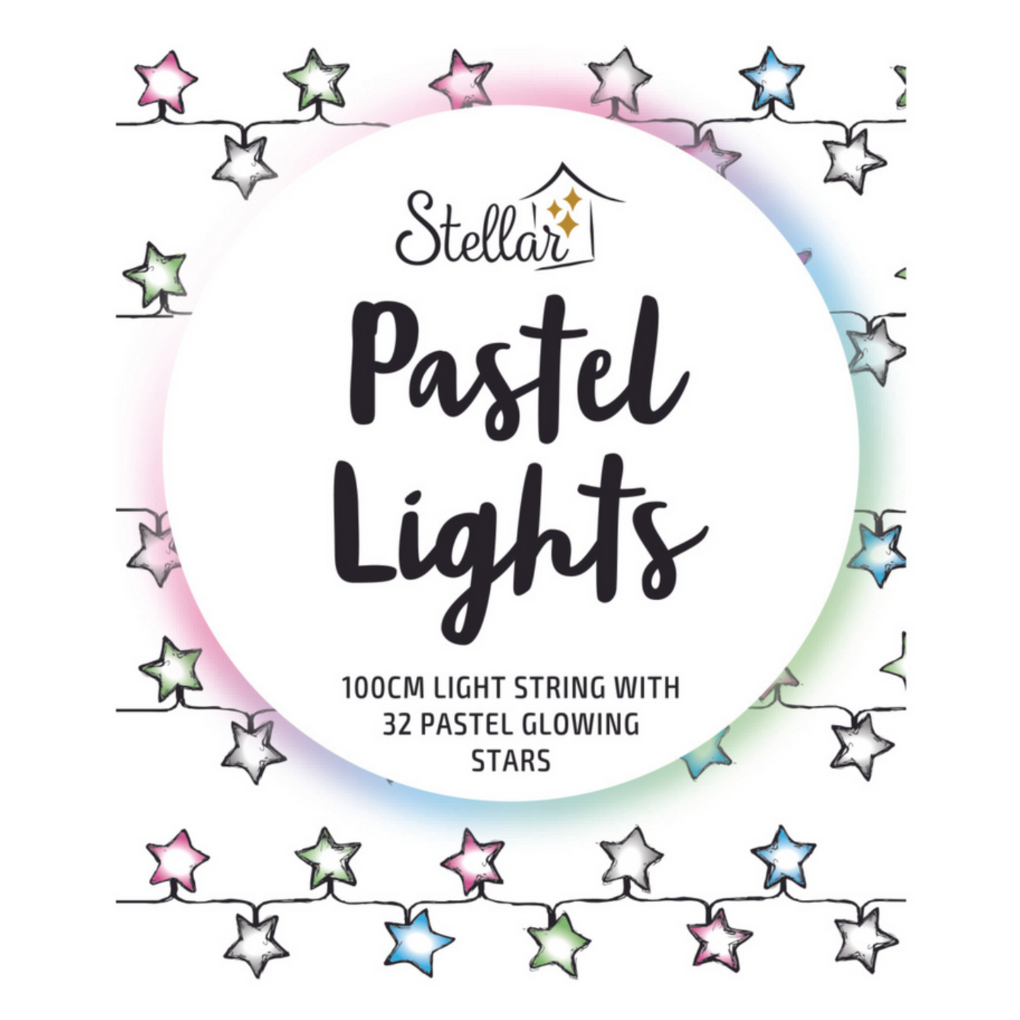 Pastel Lights Stars White