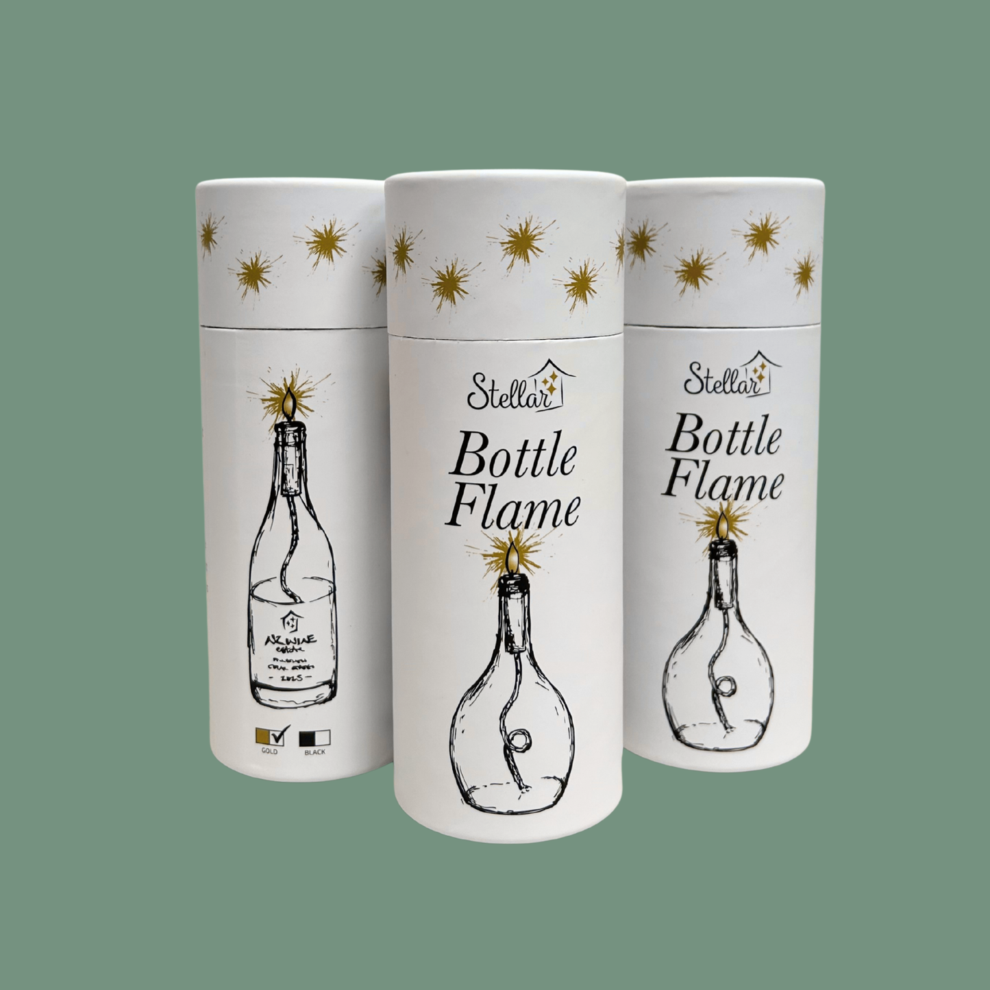 Bottle Flame with Wick in Gold