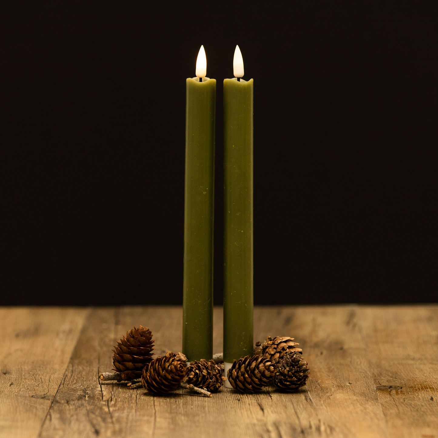 Green LED Table Candle Two Pack