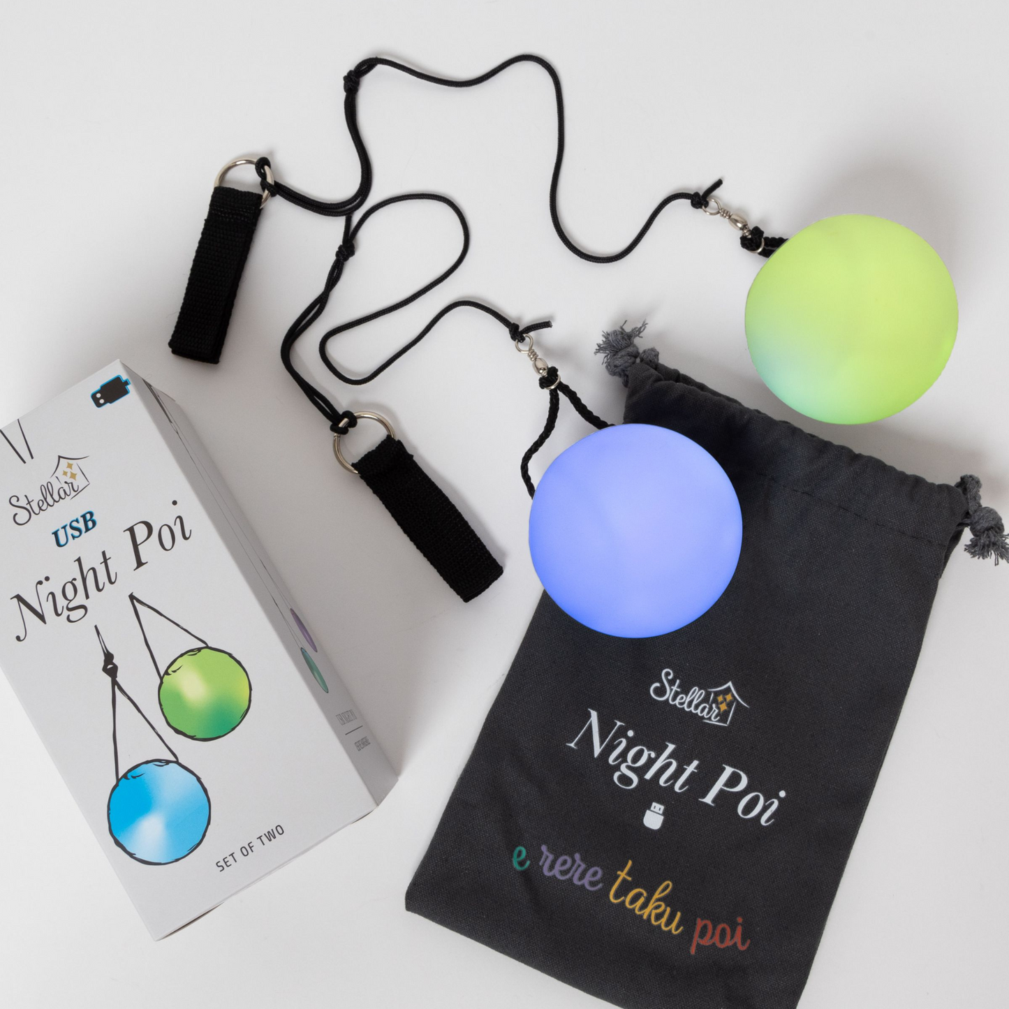 USB LED Night Poi Pair