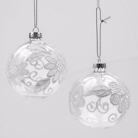 Glass Baubles with Lace Finish