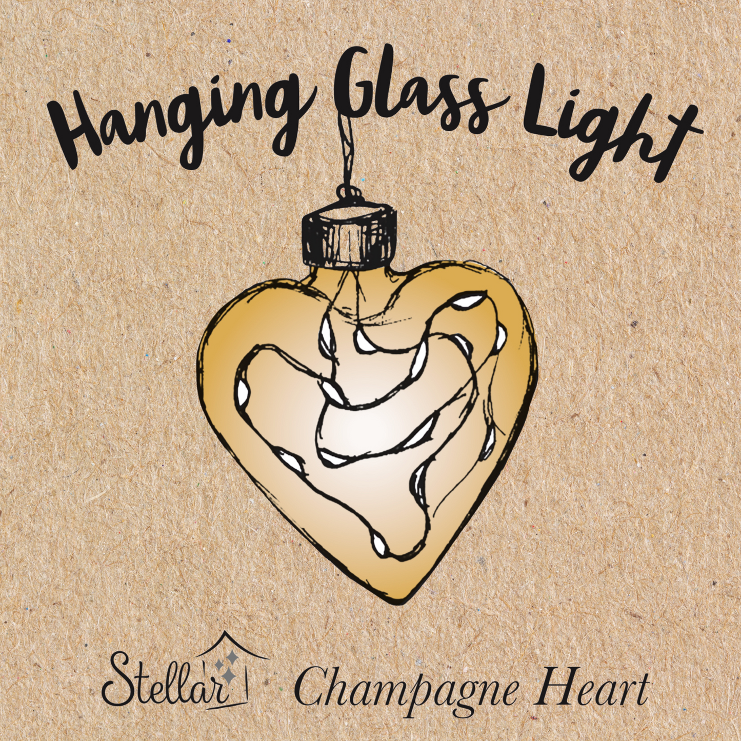 Champagne Heart Hanging Glass Light