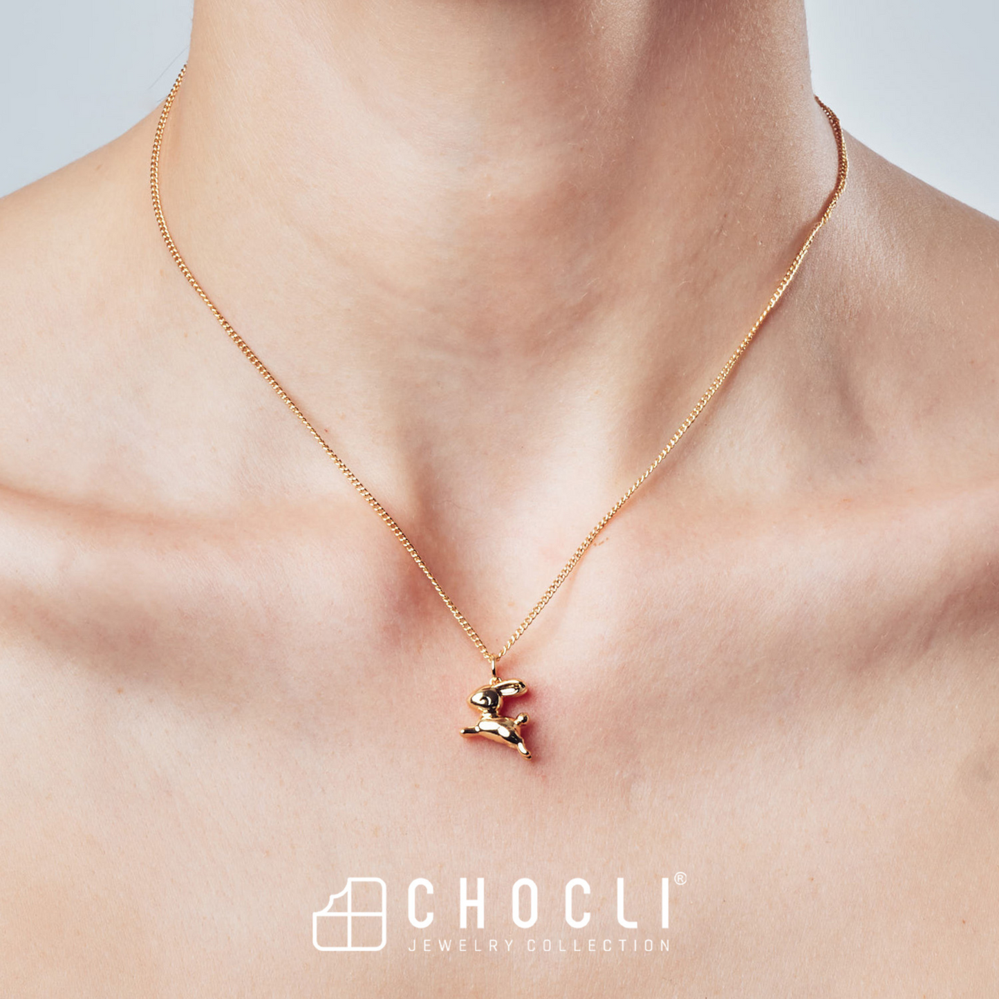 Chocli Flying Bunny 18K Gold Plated Necklace