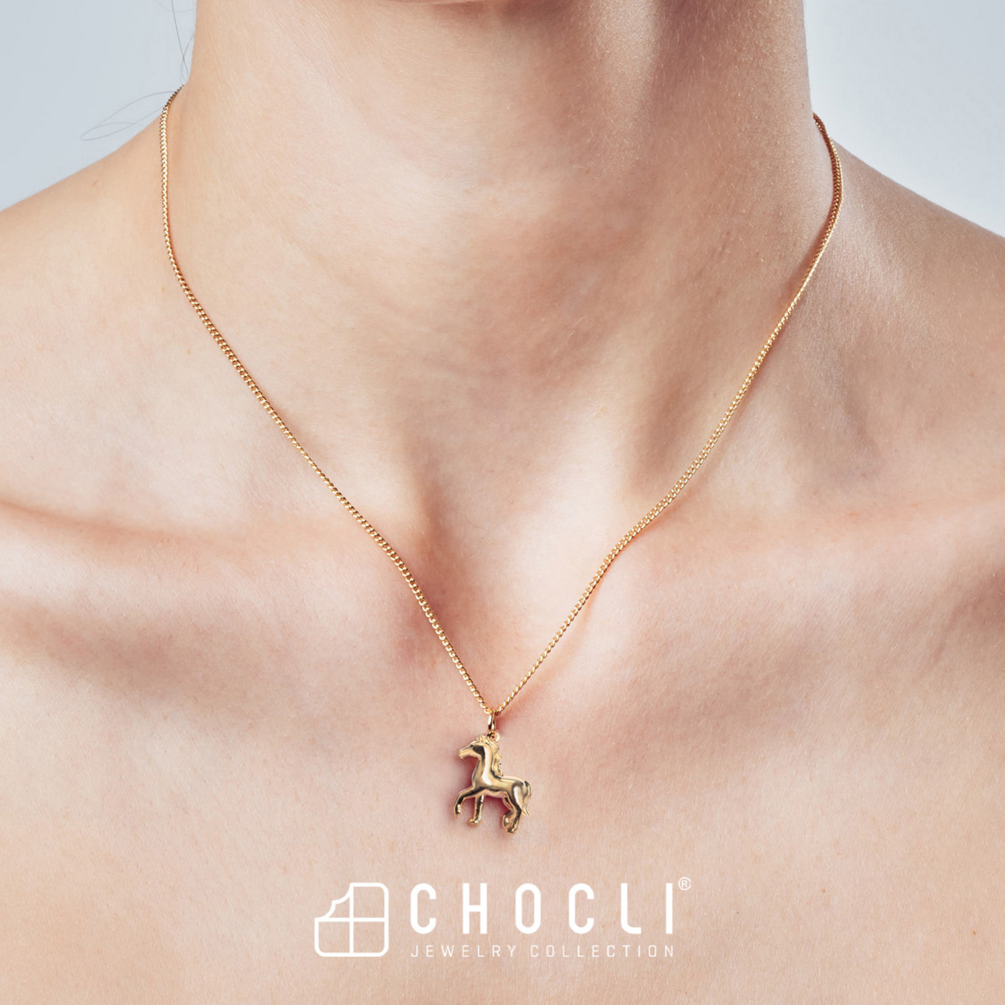 Chocli Horse 18K Gold Plated Necklace