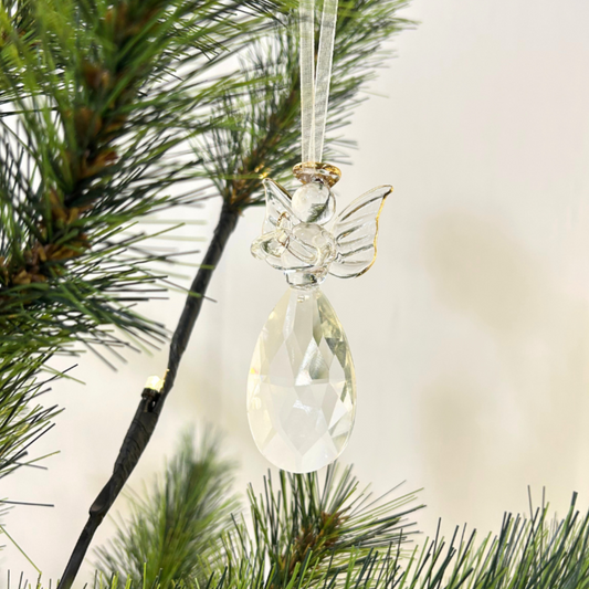 10cm Clear Crystal Angel Ornament