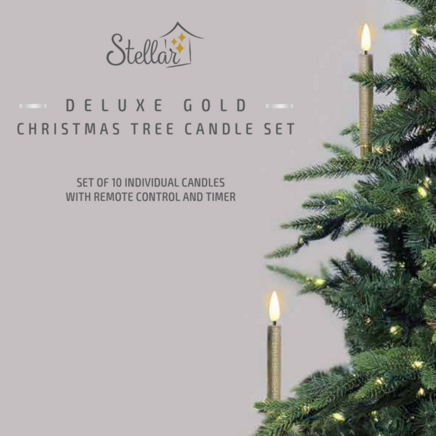NEW 2025 Gold Deluxe 10pcs Christmas Tree Candle Set