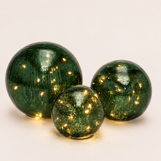 Green Crackle Glass Orbs