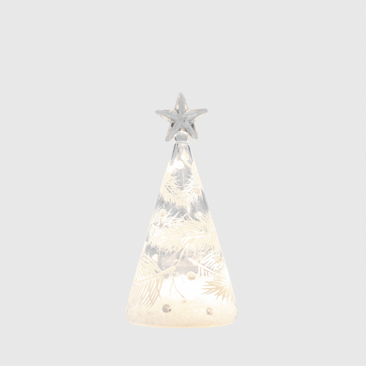 16cm Clear Cone Tree with Feathers