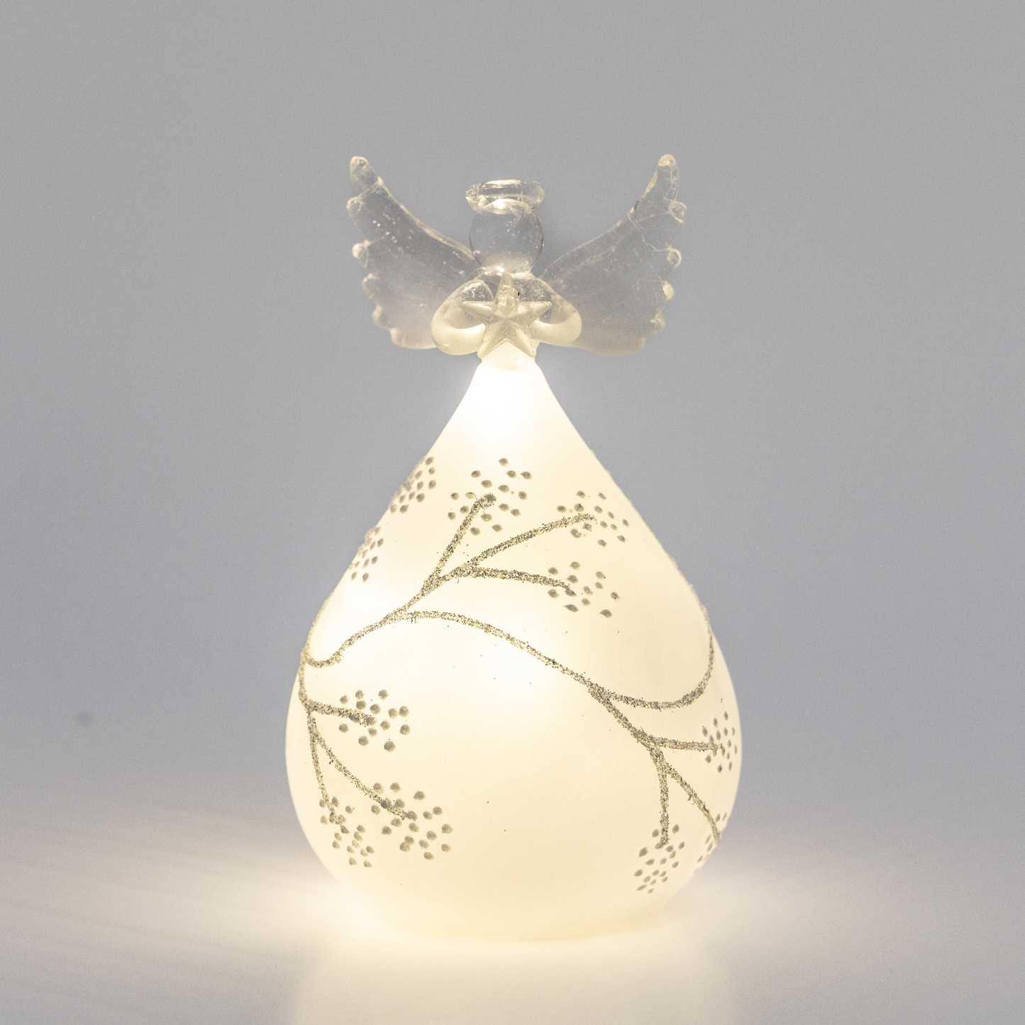 12cm Frosted Round Glass Angel