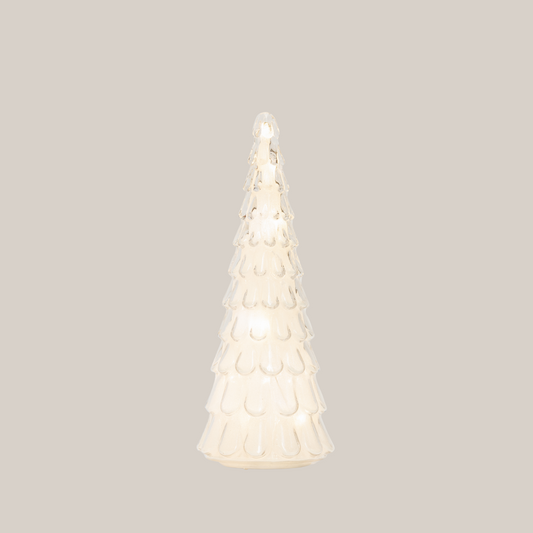24cm White Frost Drop Glass Tree