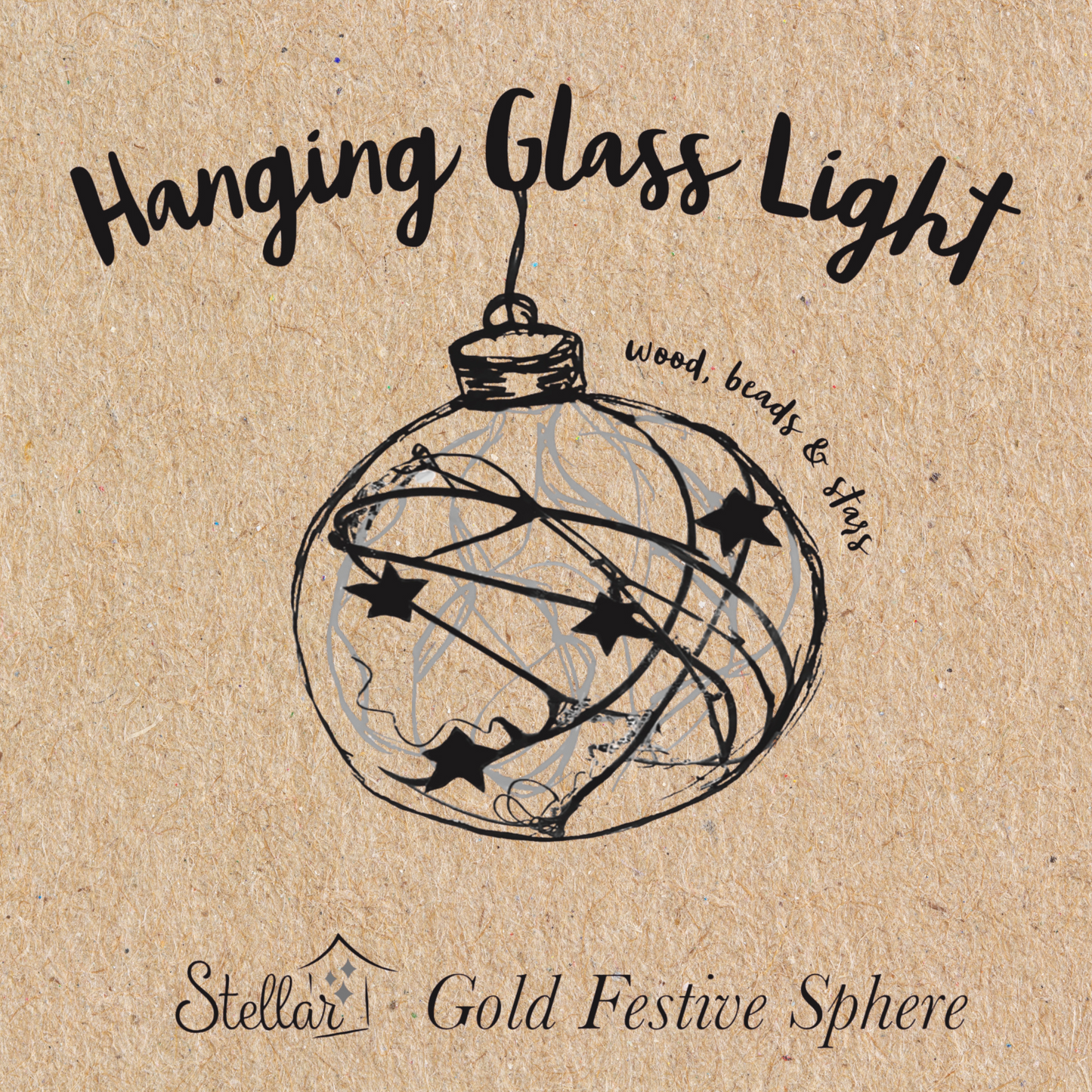 Gold Bead Sphere Hanging Glass Light