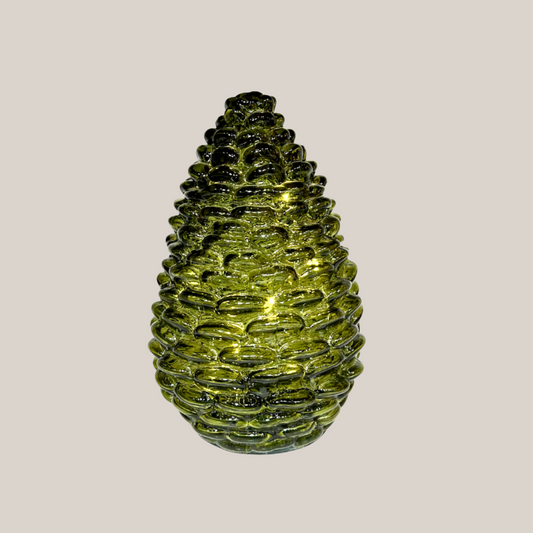 15cm Green Glass Pinecone
