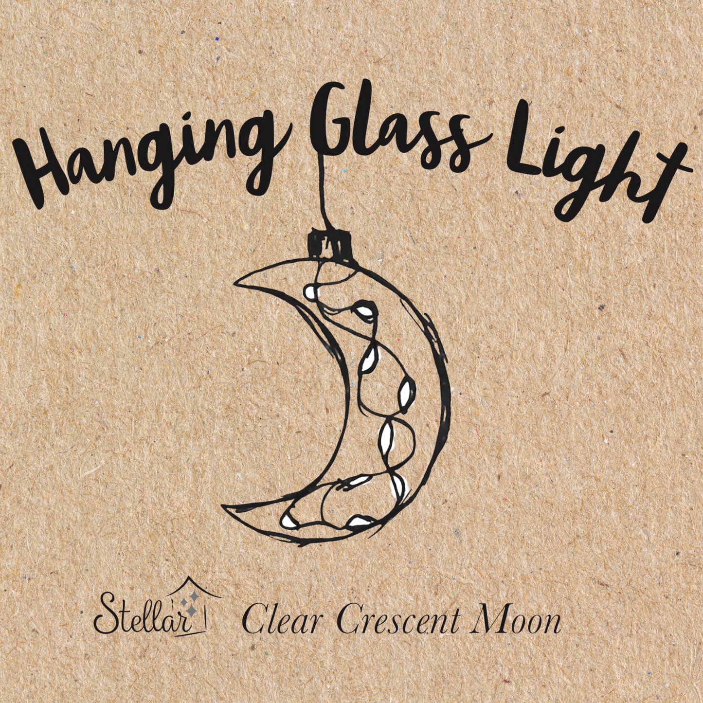 Clear Crescent Moon Hanging Glass Light