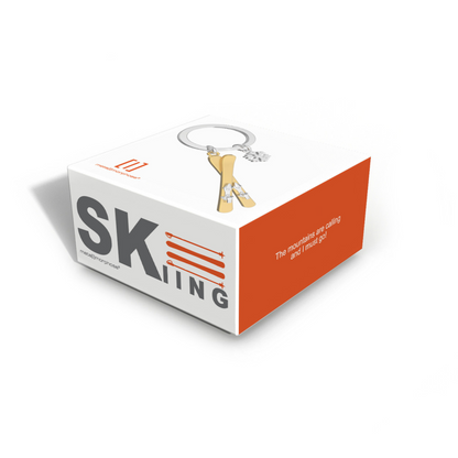 Skis Keychain with snowflake charm