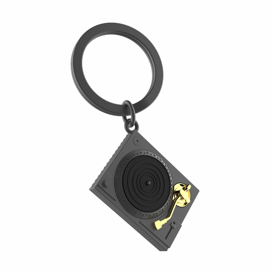 Black Turntable Keychain (Gold accent)