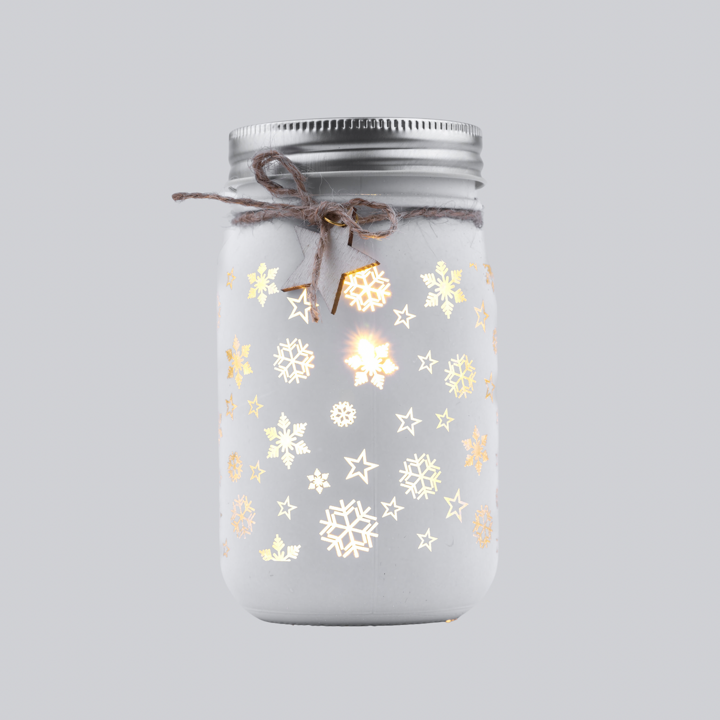 14cm White Festive Sparkle Jar