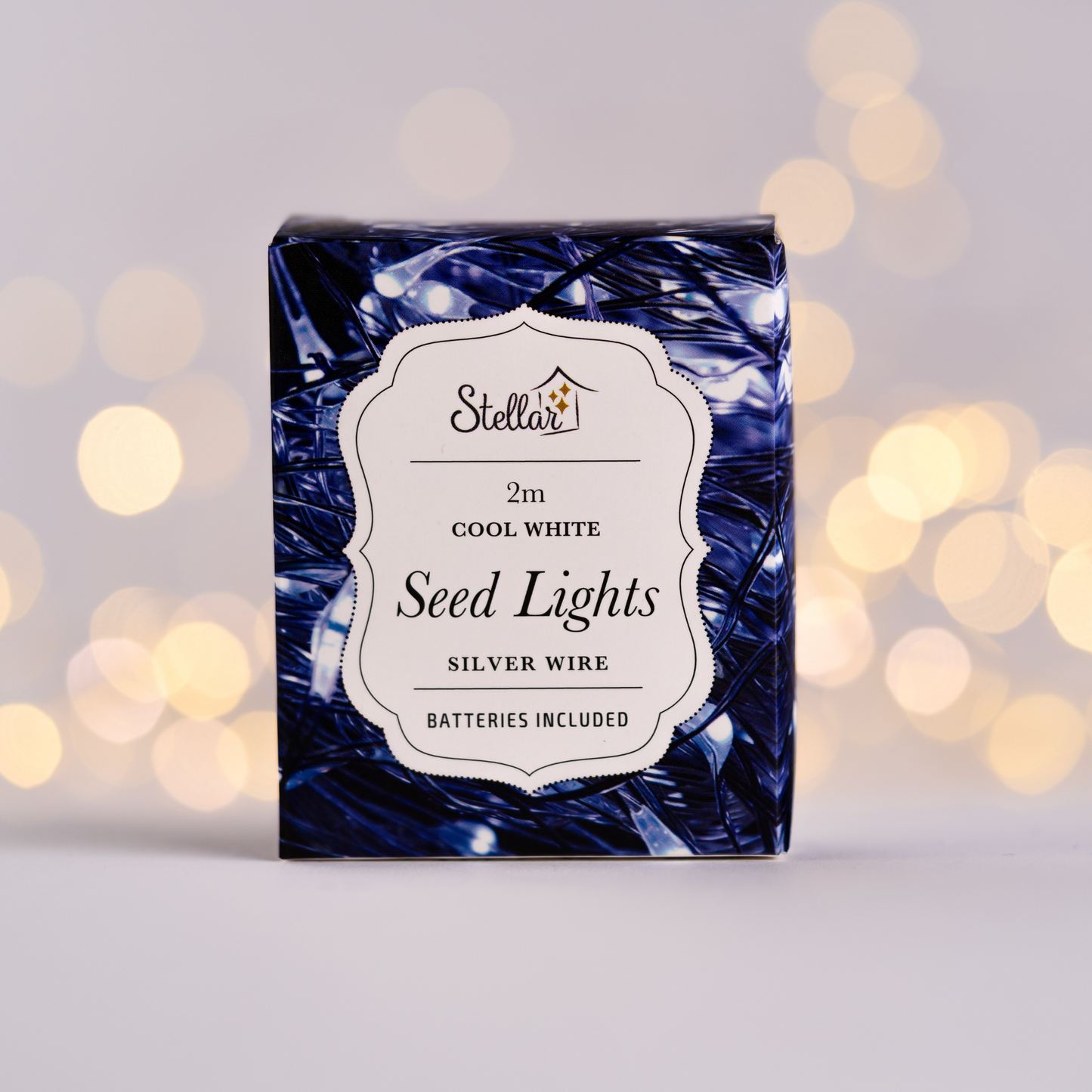 2m Silver Cool White 20 LED Seed Lights String