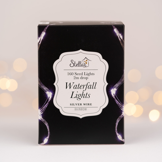 Silver RNB 8 Strand Waterfall Seed Lights
